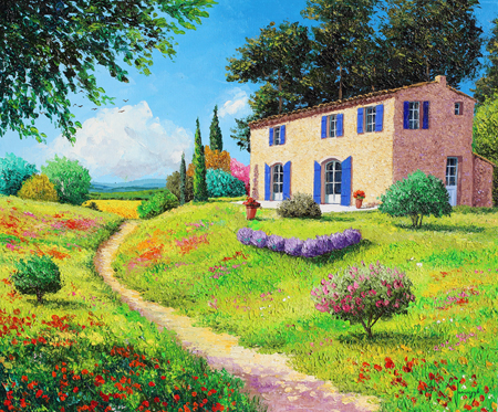 Provencal house with blue shutters