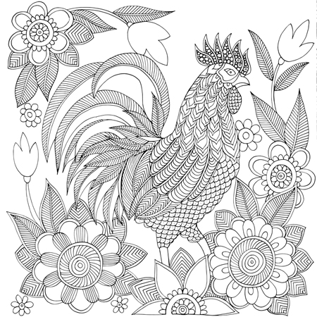 Rooster Black and White