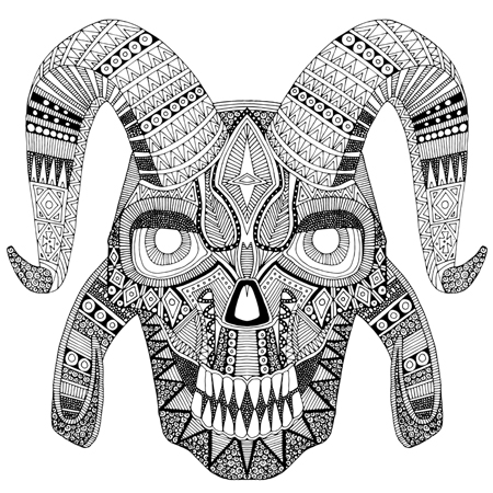 Demon Skull Black and White