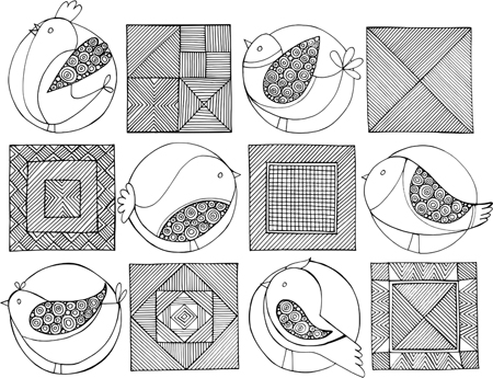 Birds and Squares Pattern