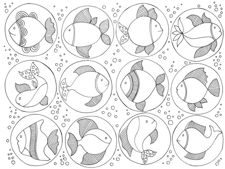 Fish in Circles Pattern