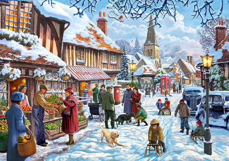 Winter Village Scene