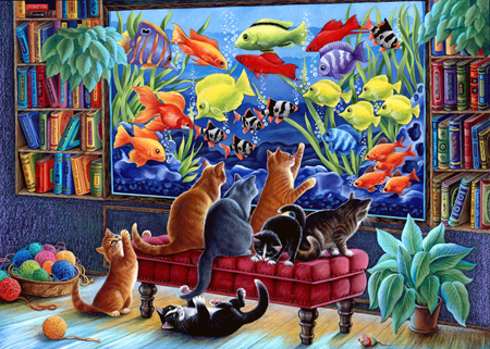 Kittens with Fish Tank