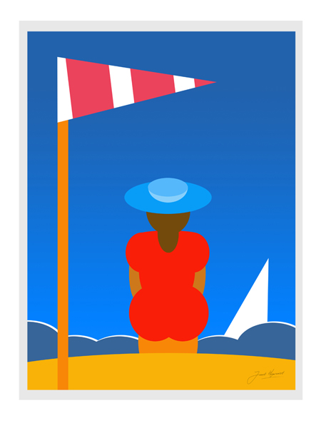 Beach Pop – Red Bathing Suit Blue Hat