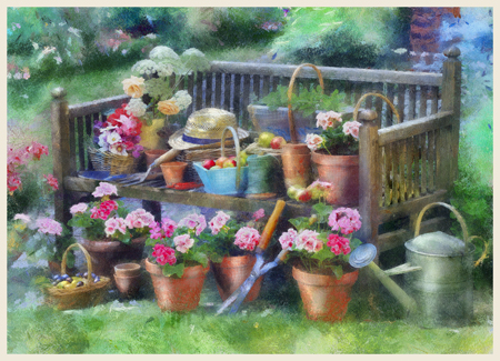 Painterly Garden Bench