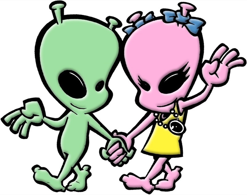 Aliens Holding Hands