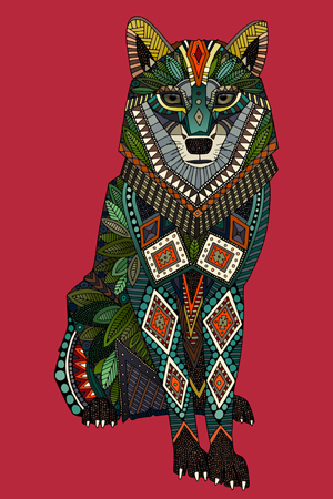 Patterned Wolf Red