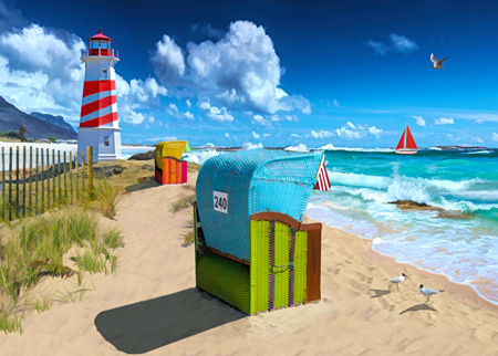 Lighthouse and Beach Chairs