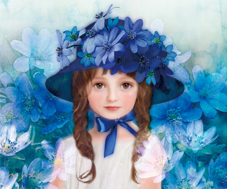 Blue Flowers in the Hat