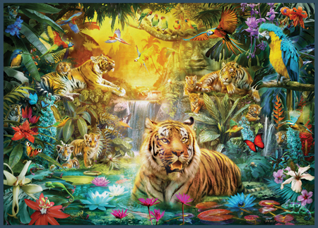 Tigers and Cubs in Tropical Lagoon