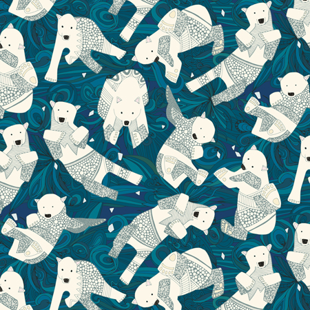 Arctic Polar Bears Pattern blue