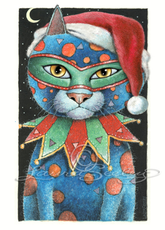 Mardi Gras Cat Santa Hat