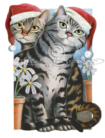 Silver and Gold Cats Santa Hats