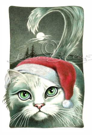 Silver Spirits Cat Santa Hat