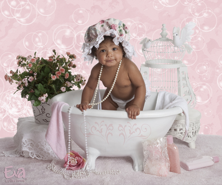 Baby Bath with Birdcage and Flowers