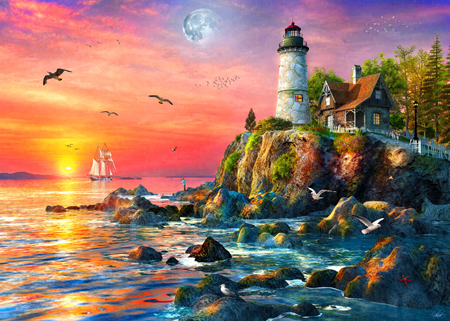 Summer Sunset Lighthouse