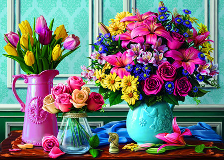 Flowers in vases