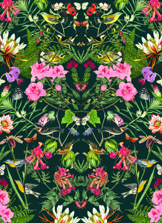 Animal Floral Pattern Dark Green