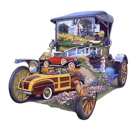 Vintage Car Puzzle Shape