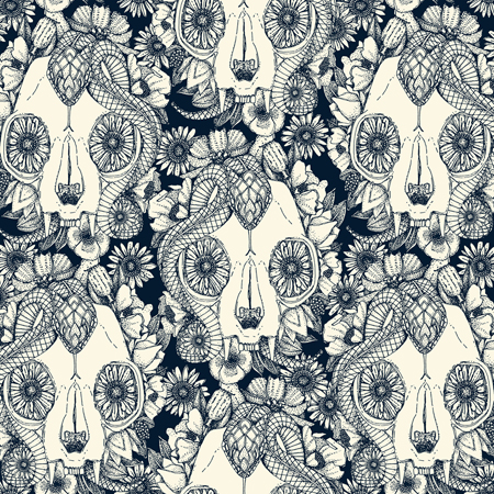 Cat Skull Damask