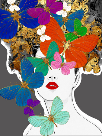 Woman Butterflies Head