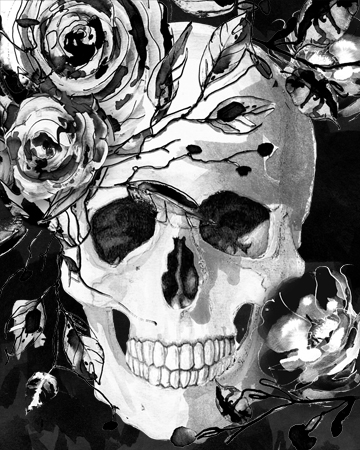 Skull Black Roses