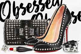 Studded Black Leather Shoes And Bag JP619