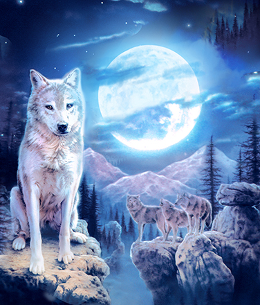 Wolves And Moon