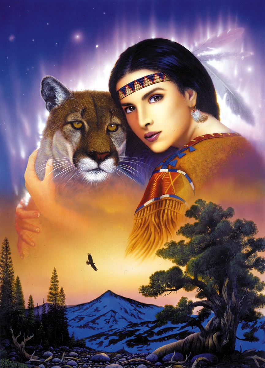 Indian Girl and Cougar