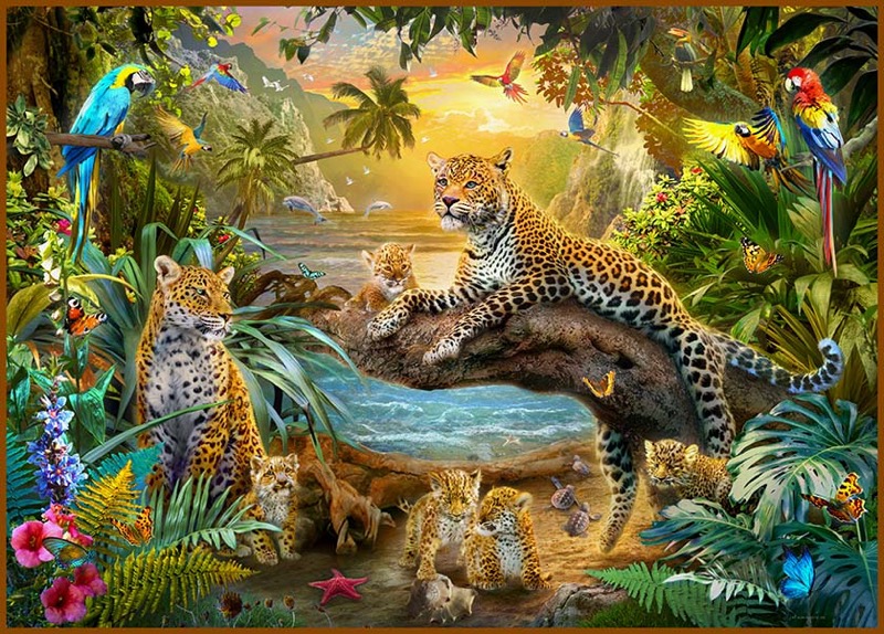 Leopards Family In The Bay