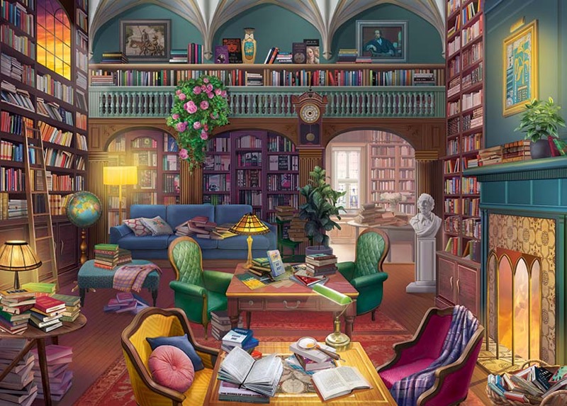 Cosy Library at Sunset