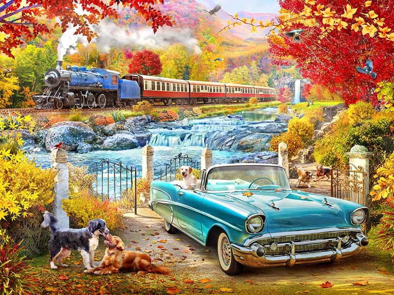 Steam train in fall