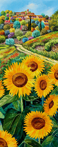 Hilltop Village and Sunflowers