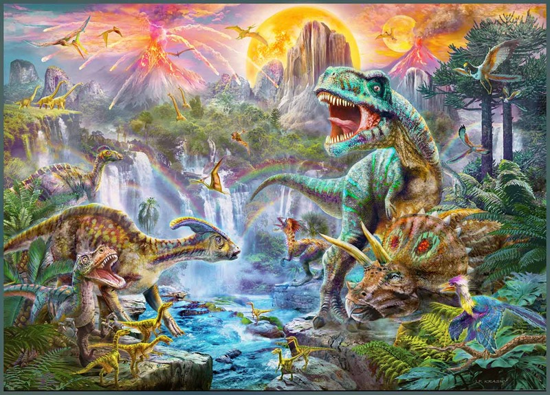 Dinosaurs at the Waterfall