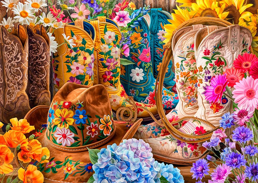 Cowboy Boots and Flowers