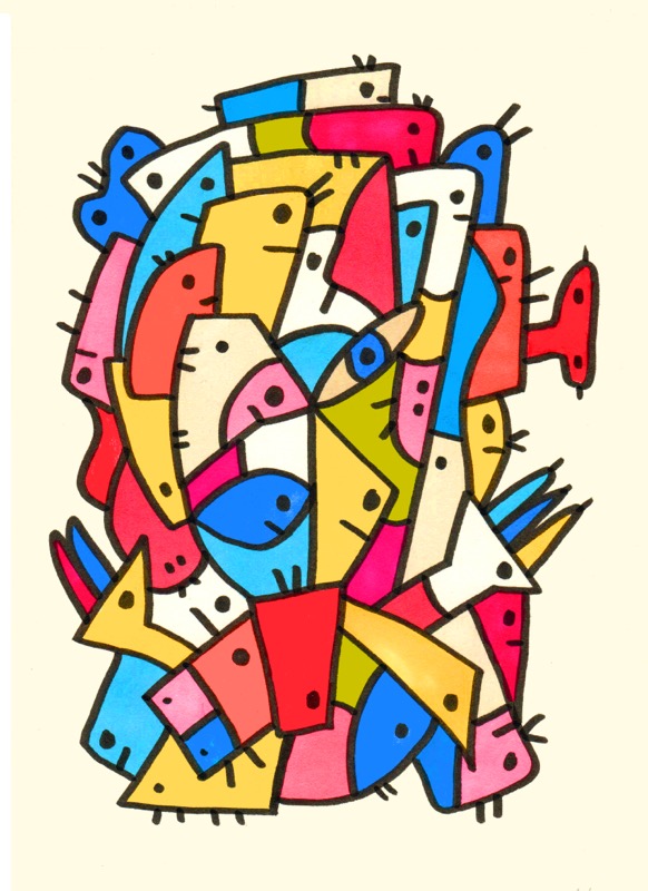 Face with friendly animals