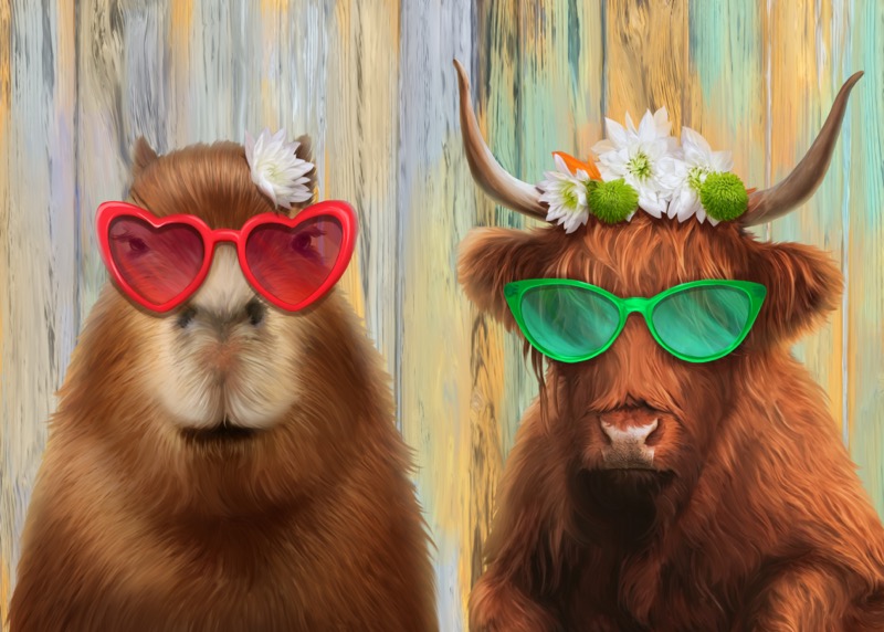 Capybara and Highland Cow